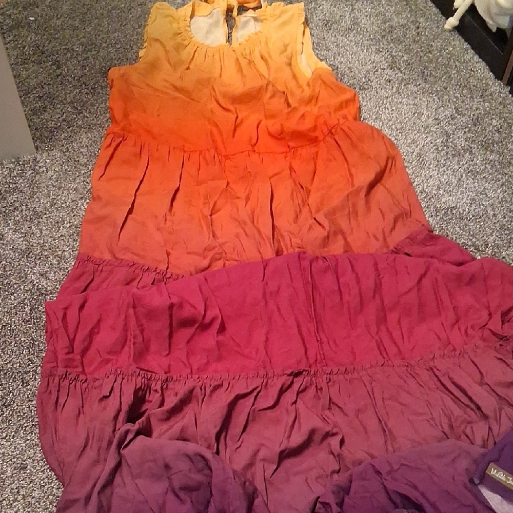 Matilda Jane ombre orange to purple tiered sundress